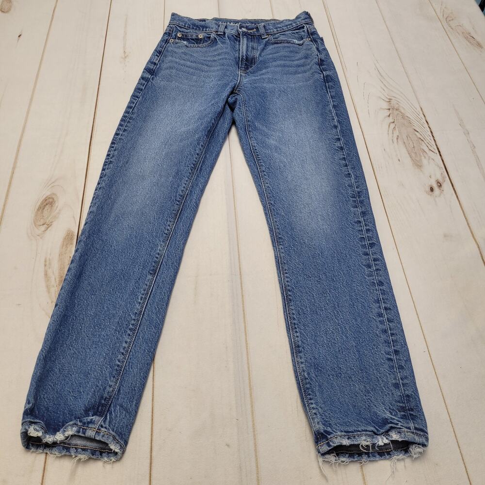 American Eagle super high rise straight leg jeans distressed 00 short retro